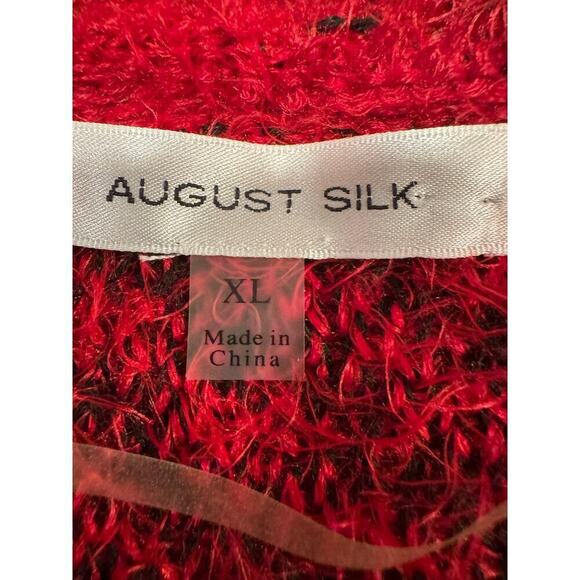 August Silk Red and Black Checkered Cardigan - XL - Picture 7 of 7